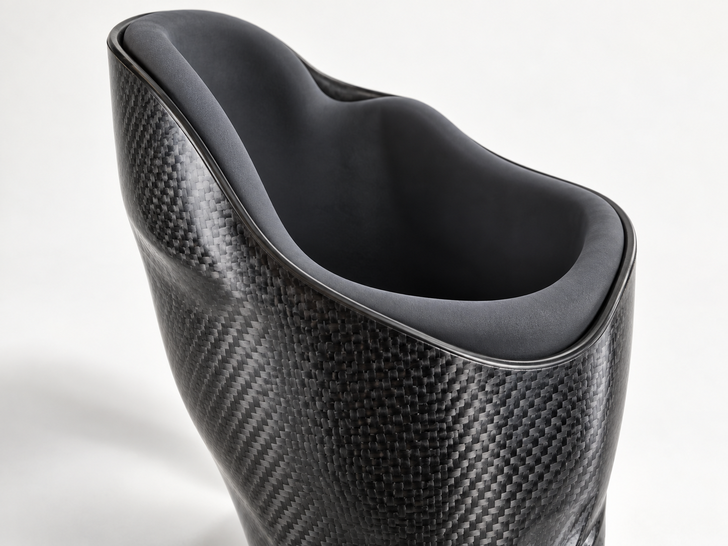 Close-up of an illustrative carbon-fibre socket and soft liner.